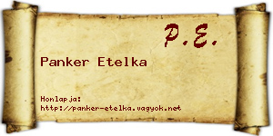 Panker Etelka névjegykártya